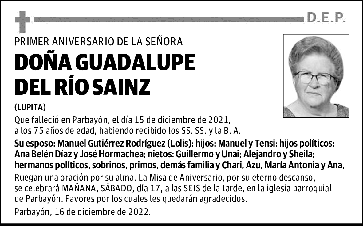 DOÑA GUADALUPE DEL RÍO SAINZ
