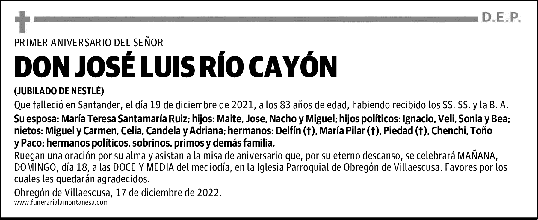 DON JOSÉ LUIS RÍO CAYÓN