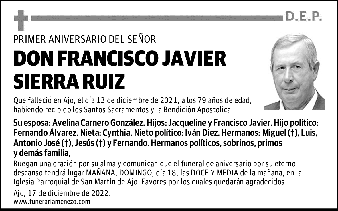 DON FRANCISCO JAVIER SIERRA RUIZ