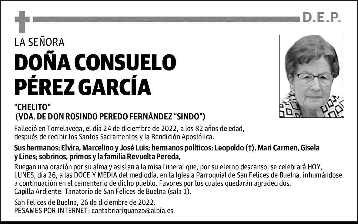 DOÑA CONSUELO PÉREZ GARCÍA