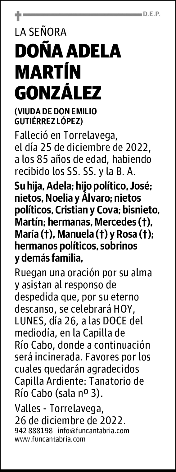 DOÑA ADELA MARTÍN GONZÁLEZ