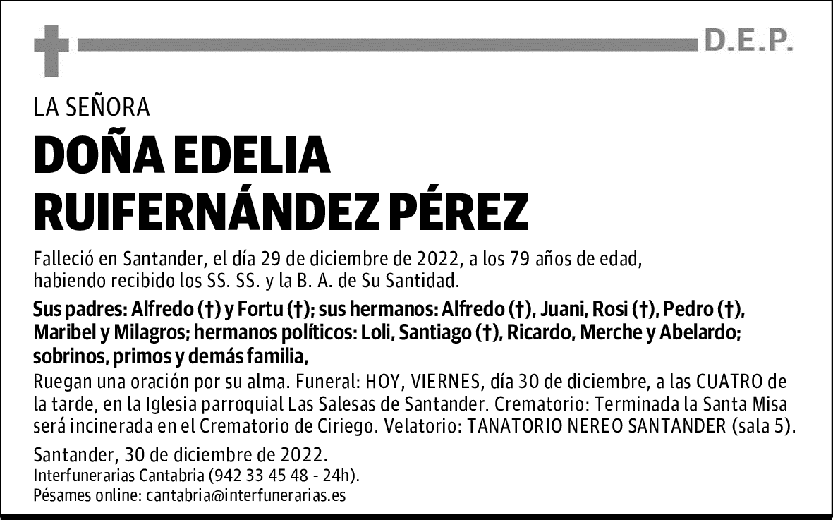 DOÑA. EDELIA RUIFERNÁNDEZ PÉREZ