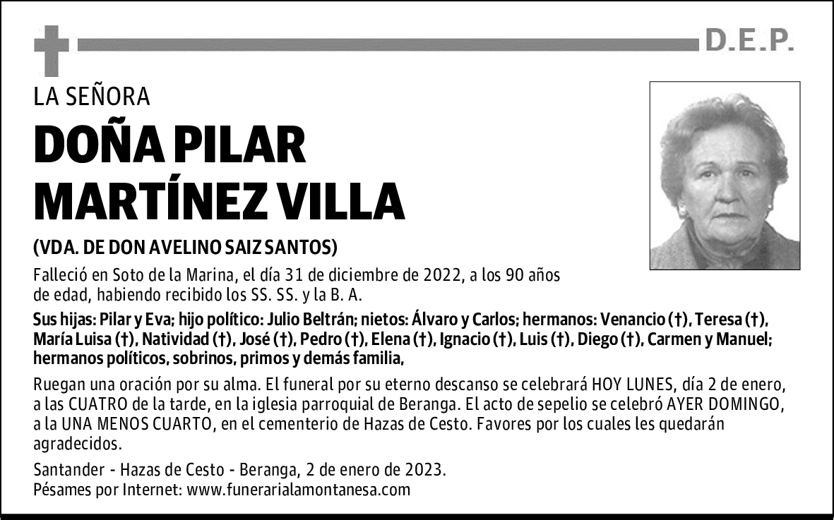 DOÑA PILAR MARTÍNEZ VILLA