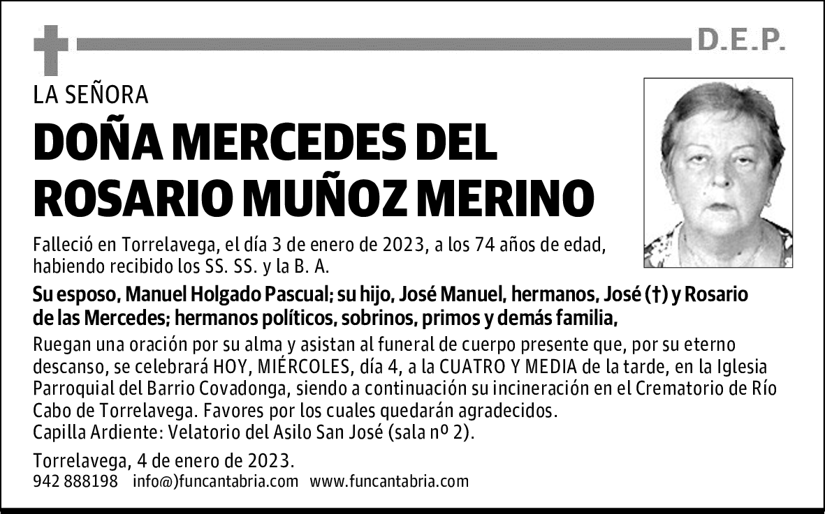 DOÑA MERCEDES DEL ROSARIO MUÑOZ MERINO