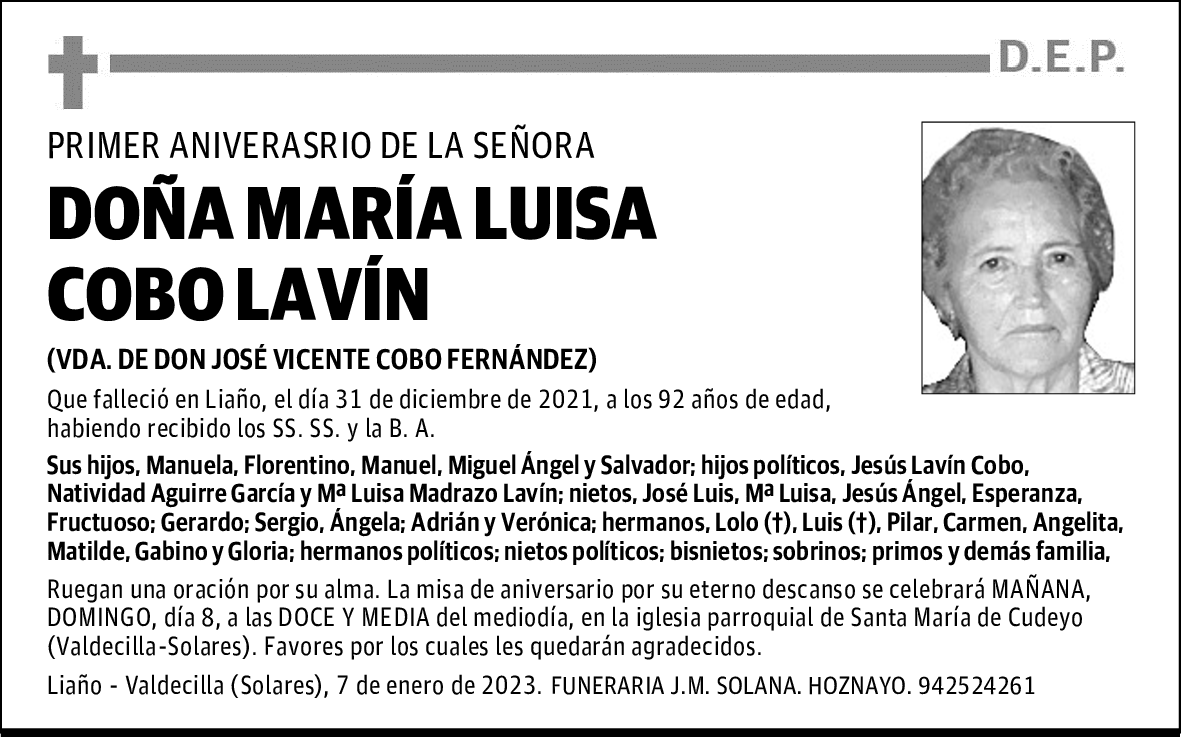 DOÑA MARÍA LUISA COBO LAVÍN