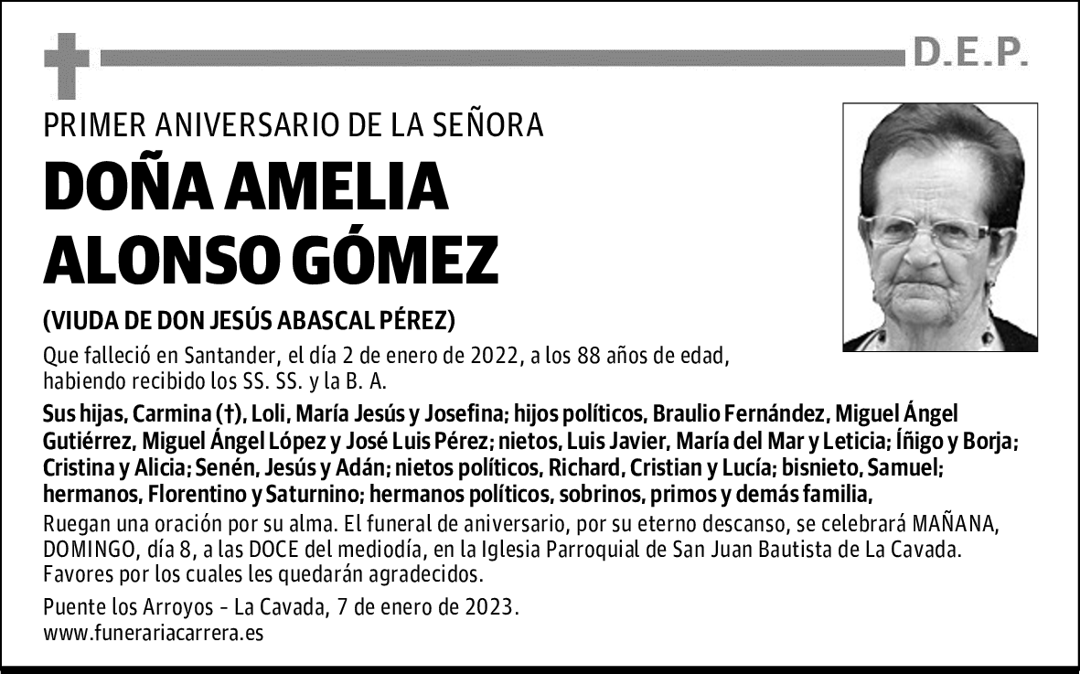 DOÑA AMELIA ALONSO GÓMEZ