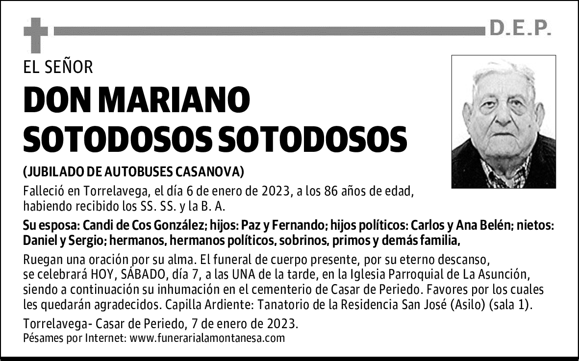DON MARIANO SOTODOSOS SOTODOSOS