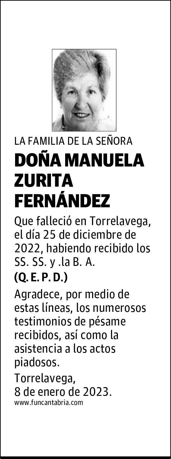 DOÑA MANUELA ZURITA FERNÁNDEZ