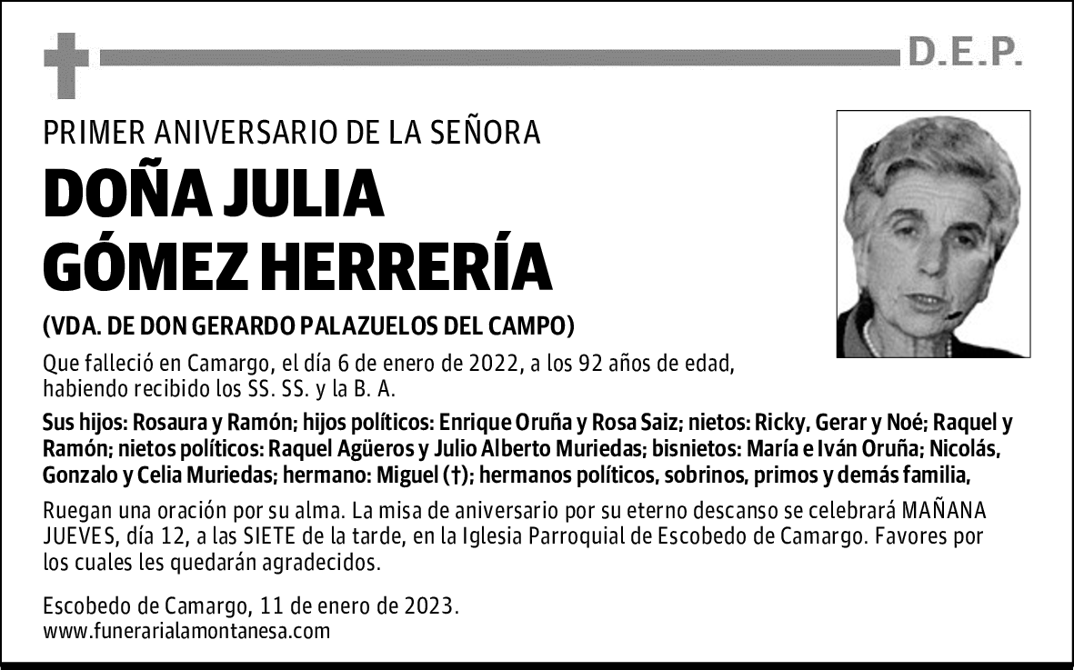 DOÑA JULIA GÓMEZ HERRERÍA