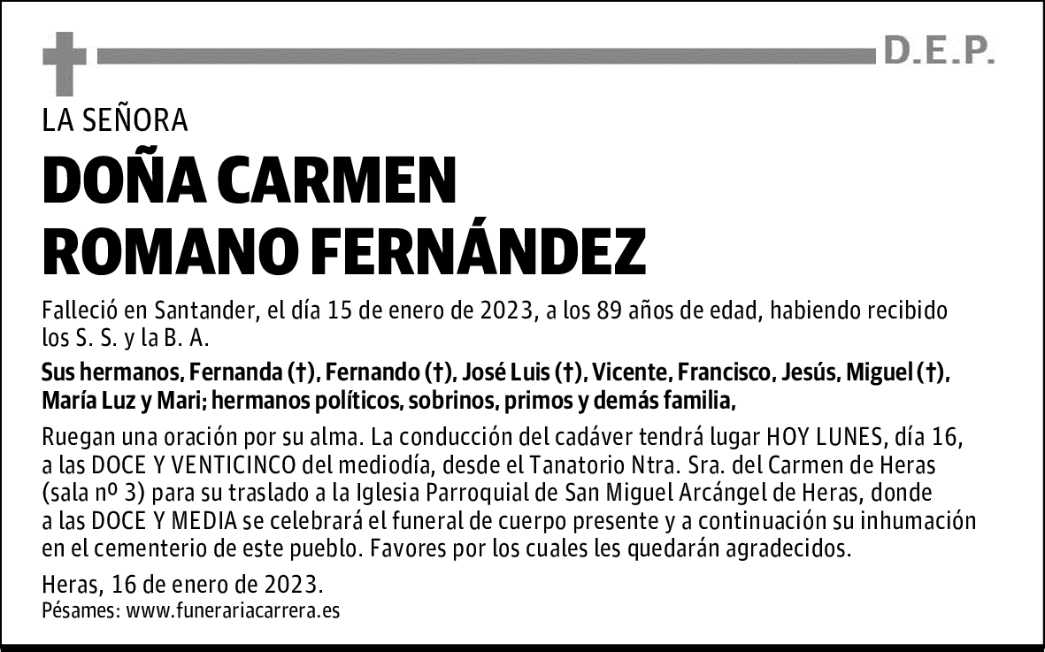 DOÑA CARMEN ROMANO FERNÁNDEZ