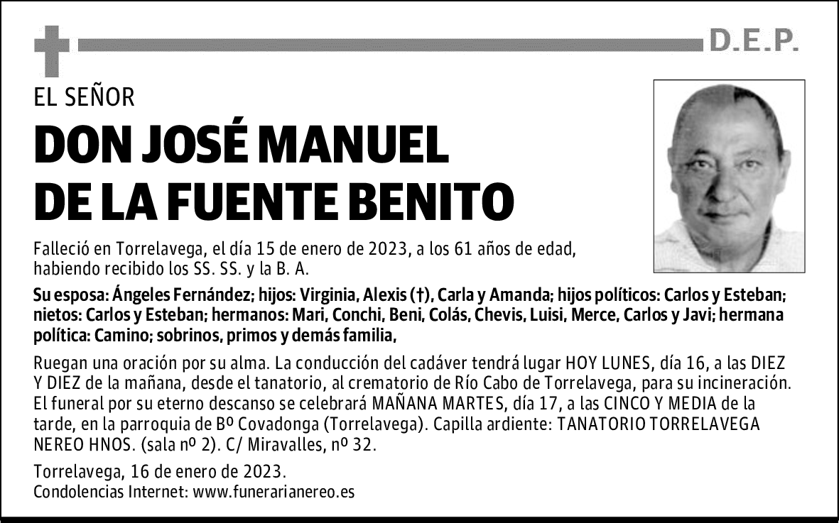 DON JOSÉ MANUEL DE LA FUENTE BENITO