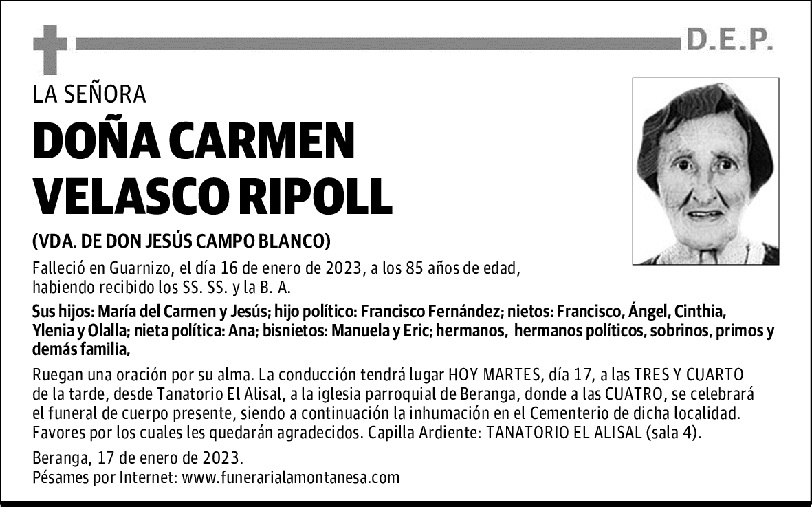 DOÑA CARMEN VELASCO RIPOLL