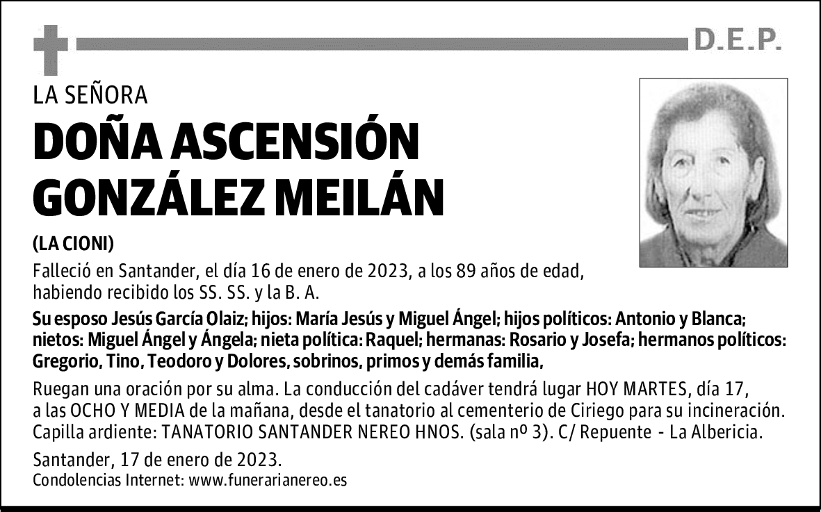 DOÑA ASCENSIÓN GONZÁLEZ MEILÁN