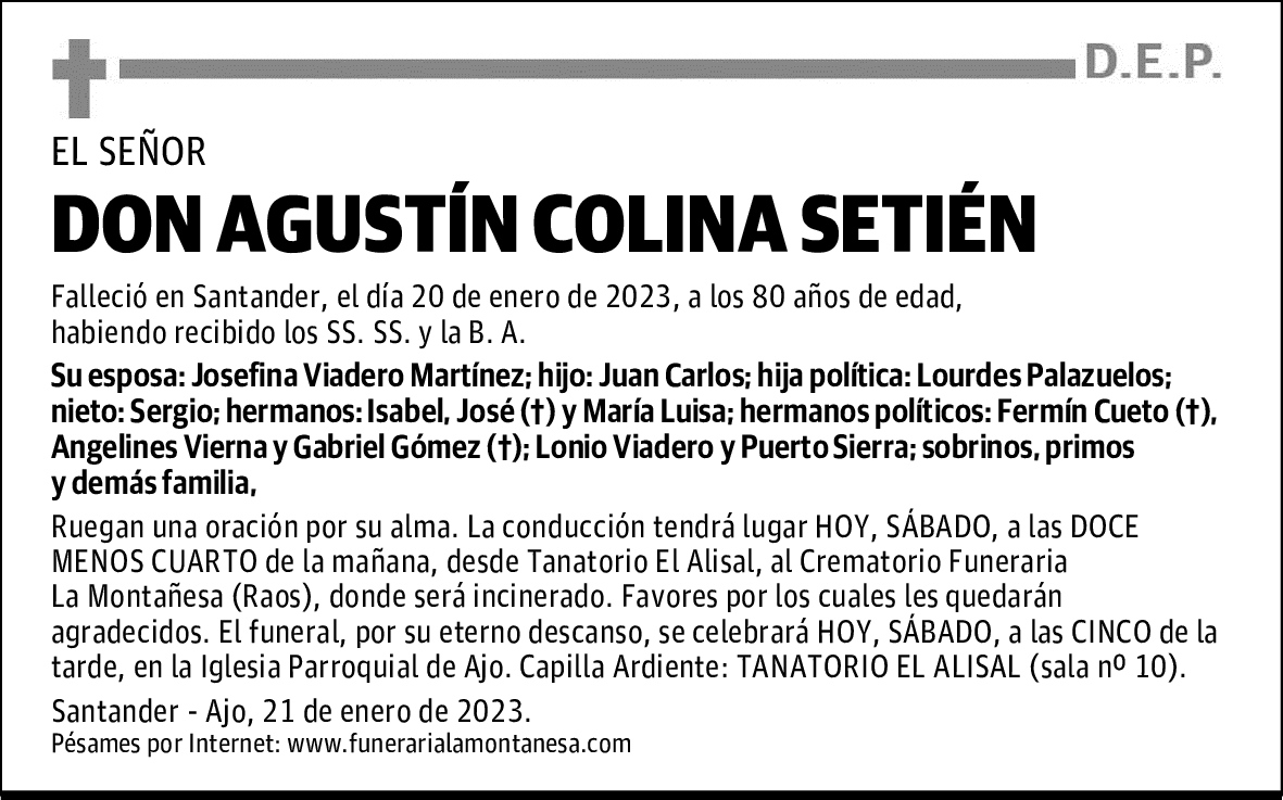 DON AGUSTÍN COLINA SETIÉN