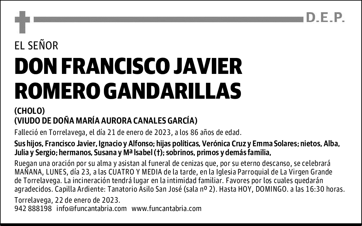 DON FRANCISCO JAVIER ROMERO GANDARILLAS