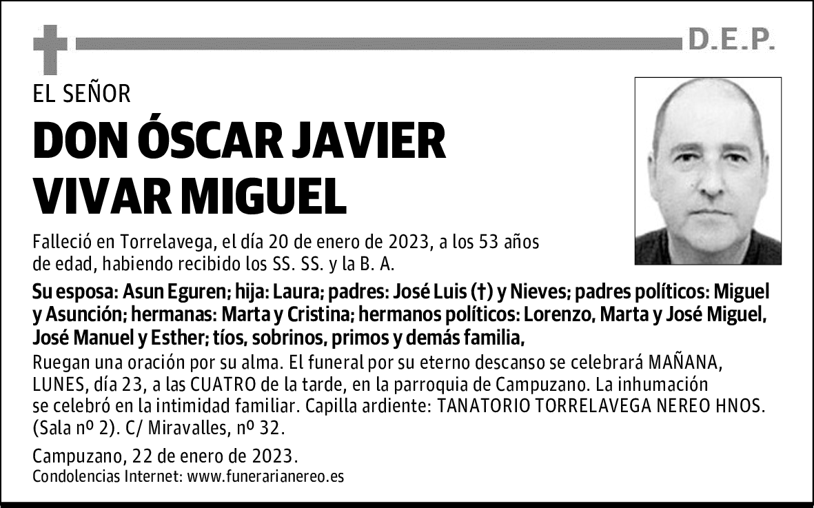 DON ÓSCAR JAVIER VIVAR MIGUEL