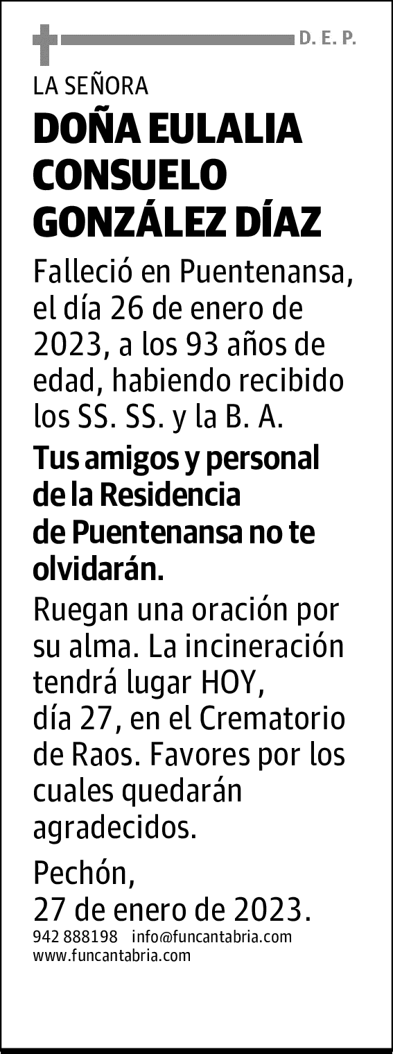 DOÑA EULALIA CONSUELO GONZÁLEZ DÍAZ