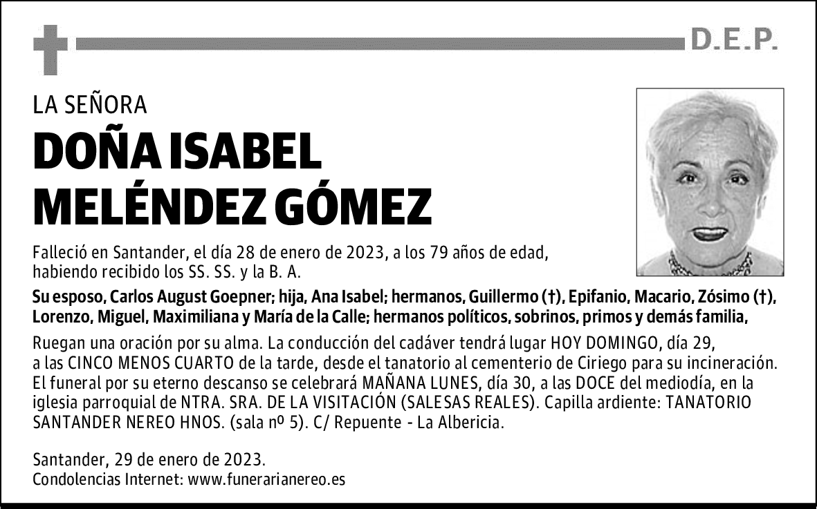 DOÑA ISABEL MELÉNDEZ GÓMEZ