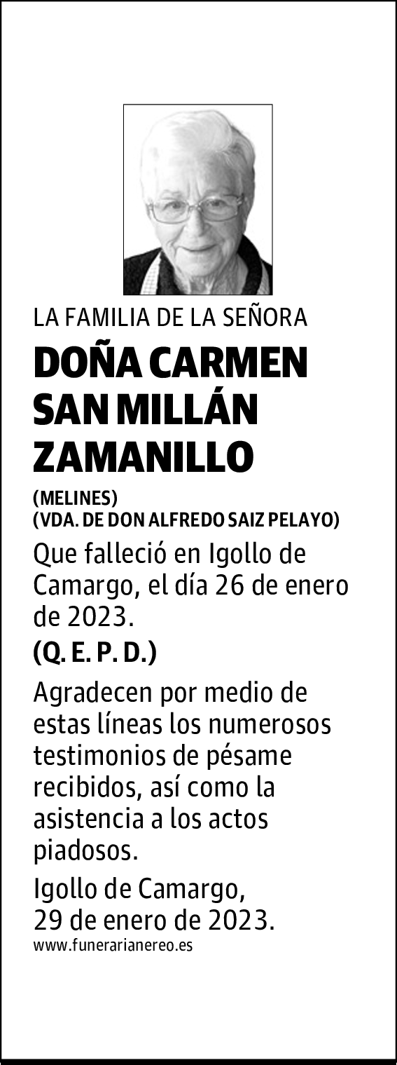 DOÑA CARMEN SAN MILLÁN ZAMANILLO