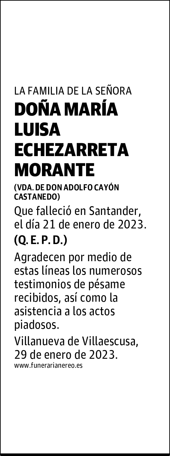 DOÑA MARÍA LUISA ECHEZARRETA MORANTE