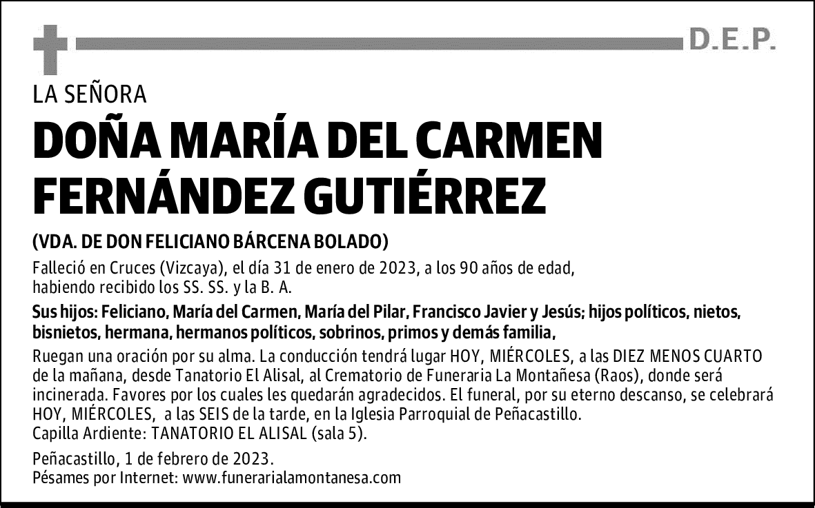 DOÑA MARÍA DEL CARMEN FERNÁNDEZ GUTIÉRREZ
