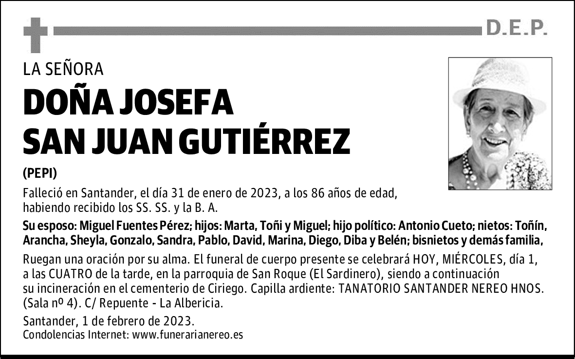 DOÑA JOSEFA SAN JUAN GUTIÉRREZ
