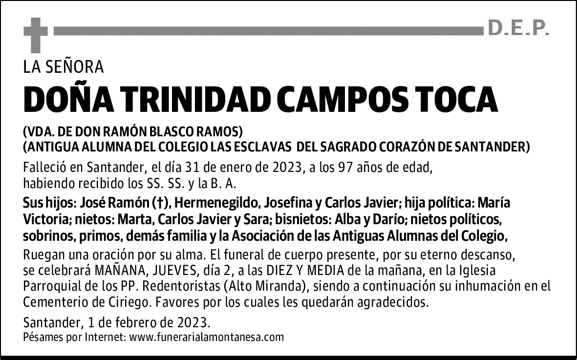 DOÑA TRINIDAD CAMPOS TOCA