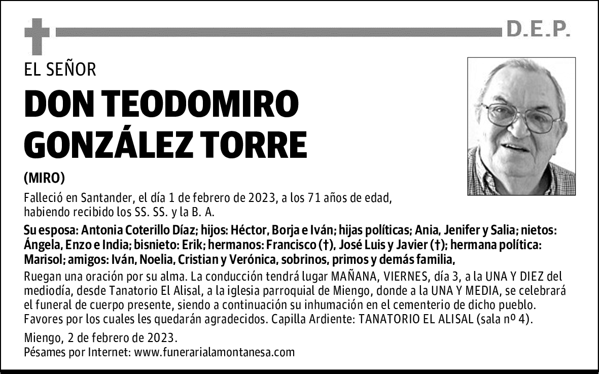 DON TEODOMIRO GONZÁLEZ TORRE