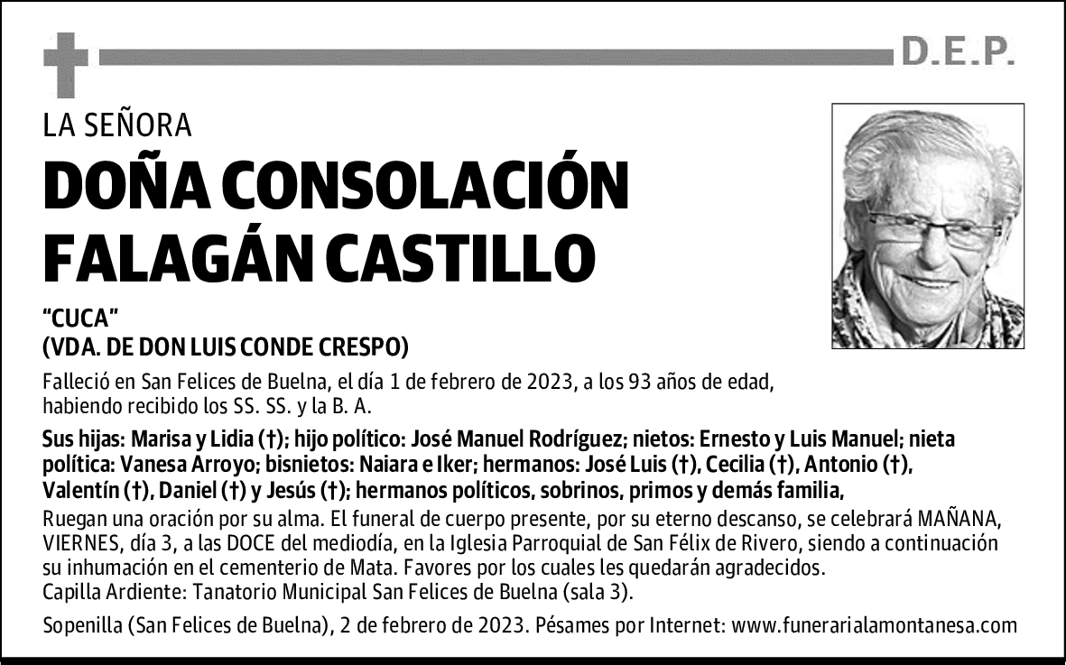 DOÑA CONSOLACIÓN FALAGÁN CASTILLO