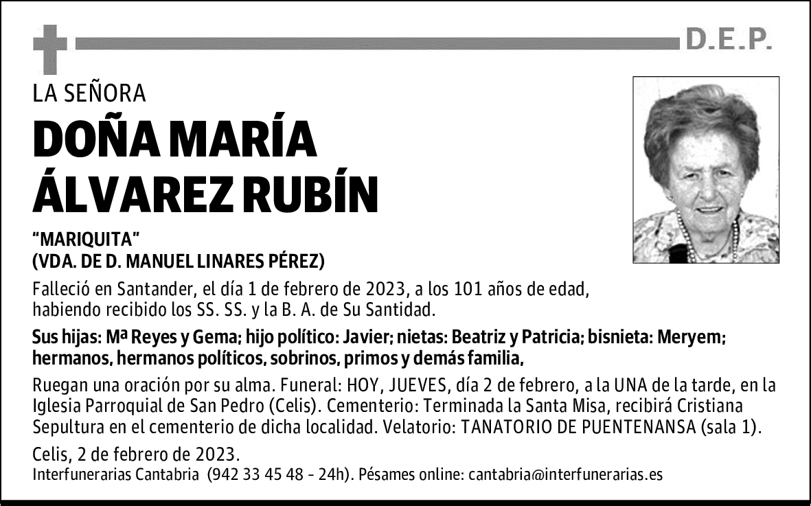 DOÑA MARÍA ÁLVAREZ RUBÍN