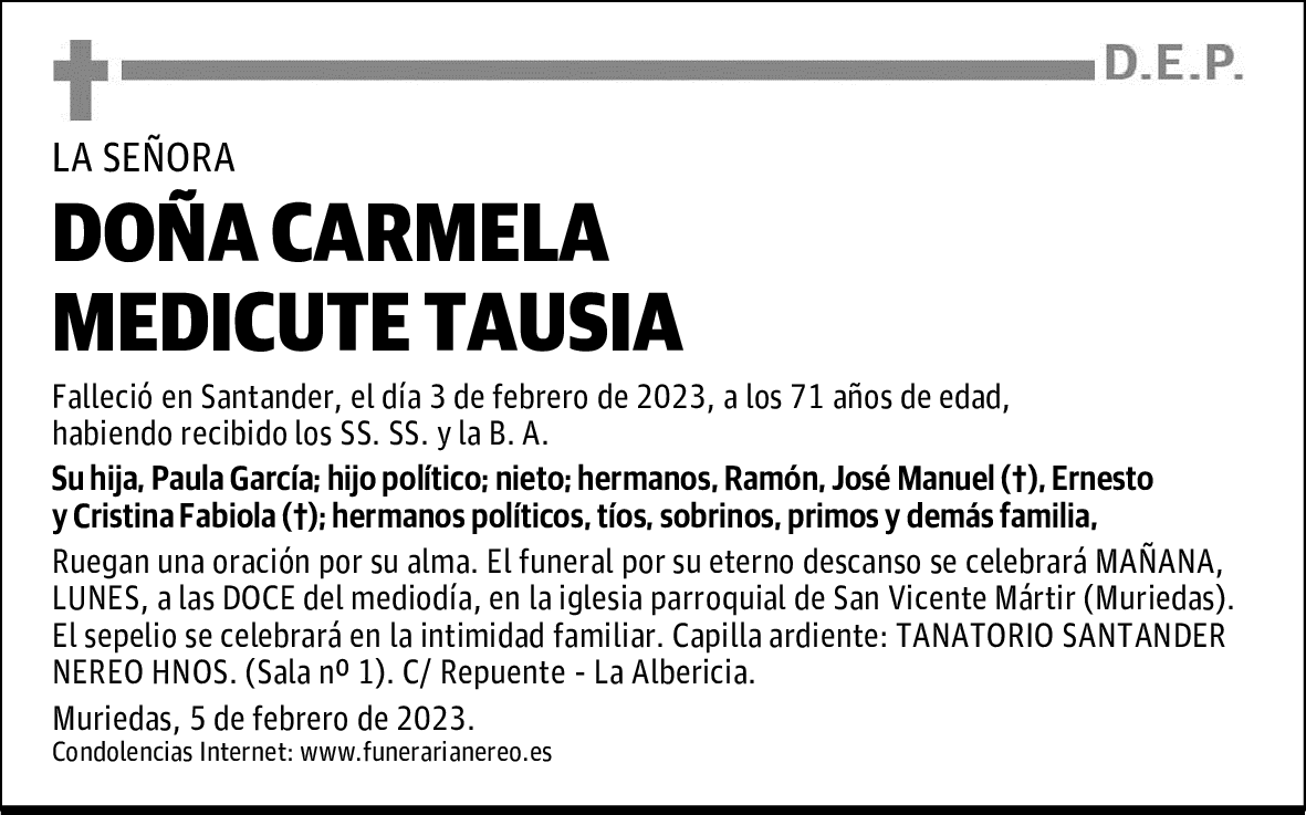 DOÑA CARMELA MEDICUTE TAUSIA