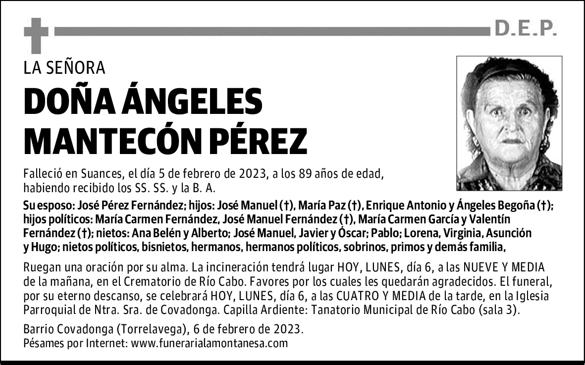 DOÑA ÁNGELES MANTECÓN PÉREZ