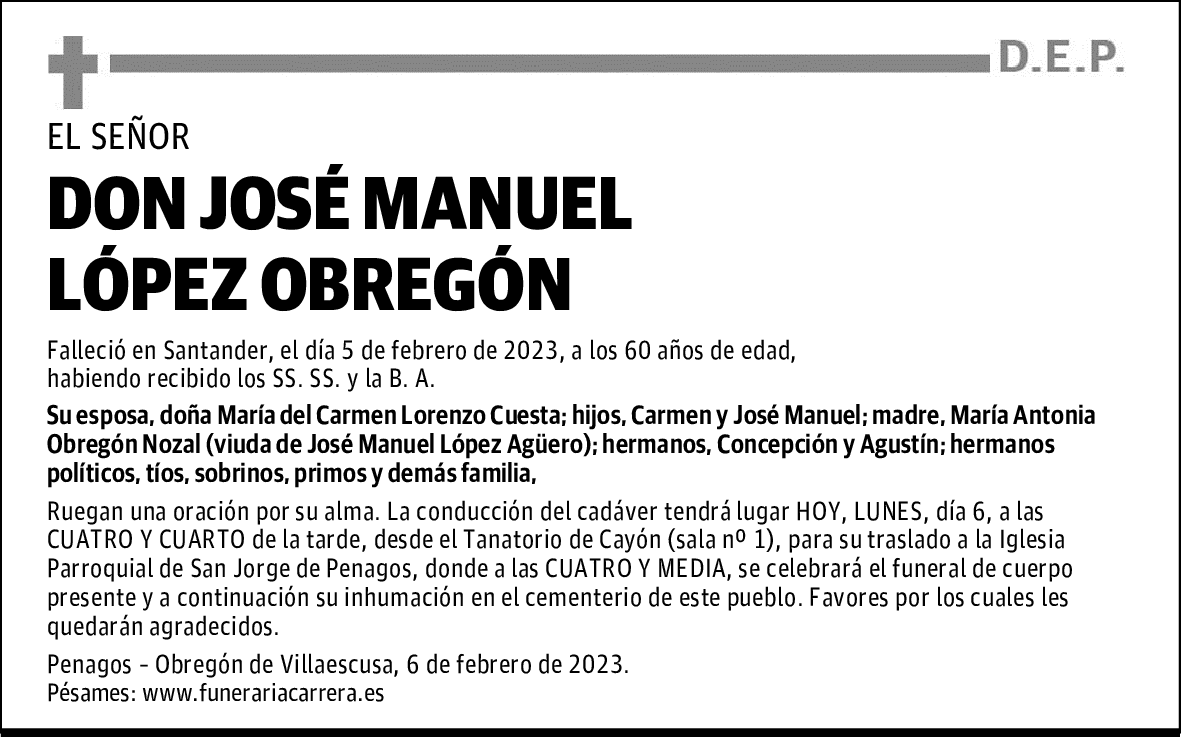 DON JOSÉ MANUEL LÓPEZ OBREGÓN