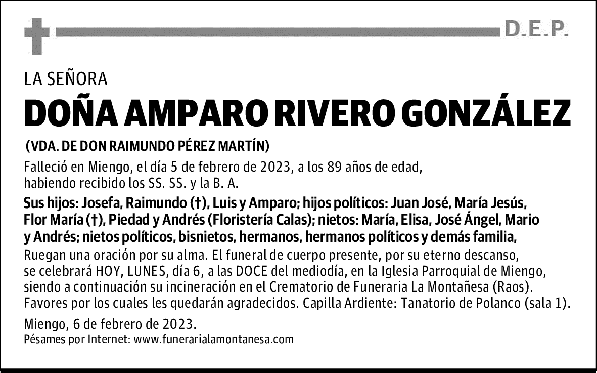 DOÑA AMPARO RIVERO GONZÁLEZ