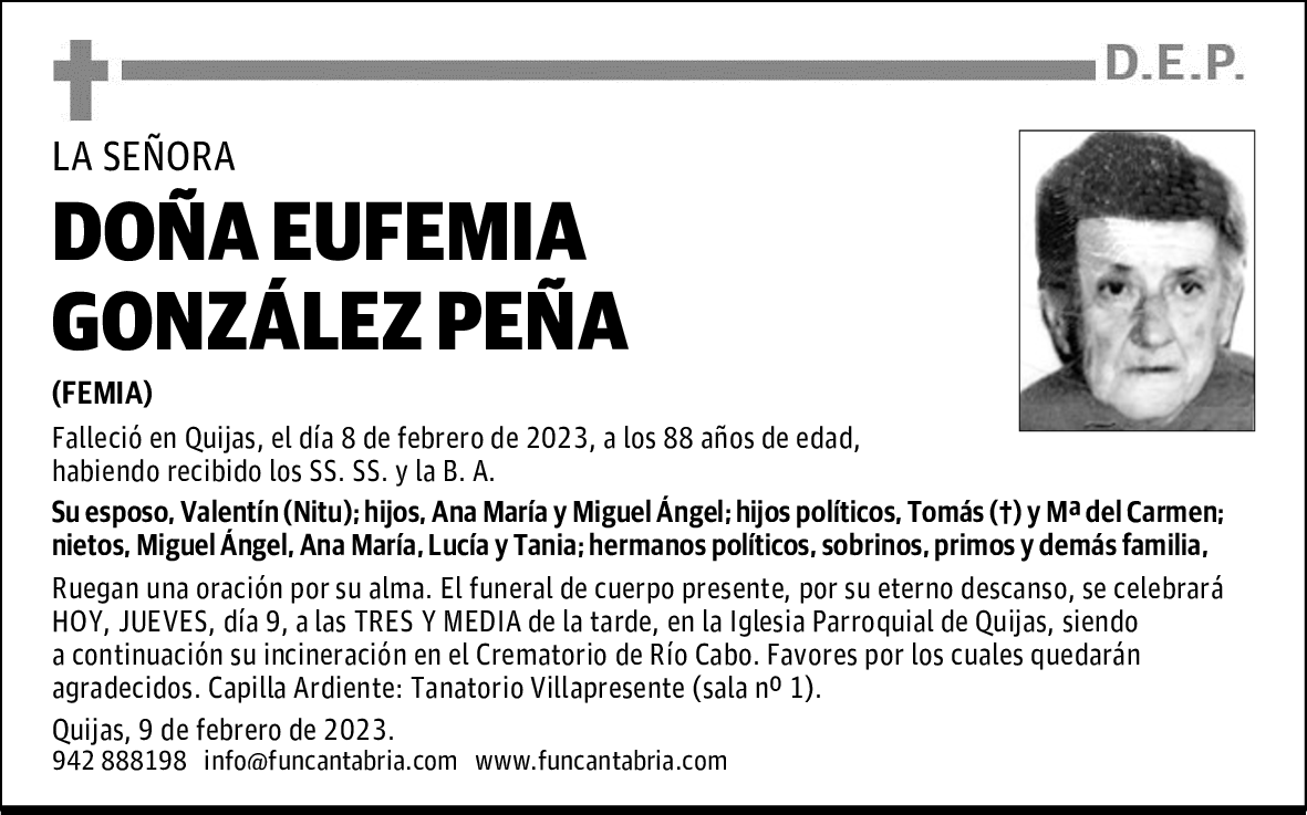 DOÑA EUFEMIA GONZÁLEZ PEÑA