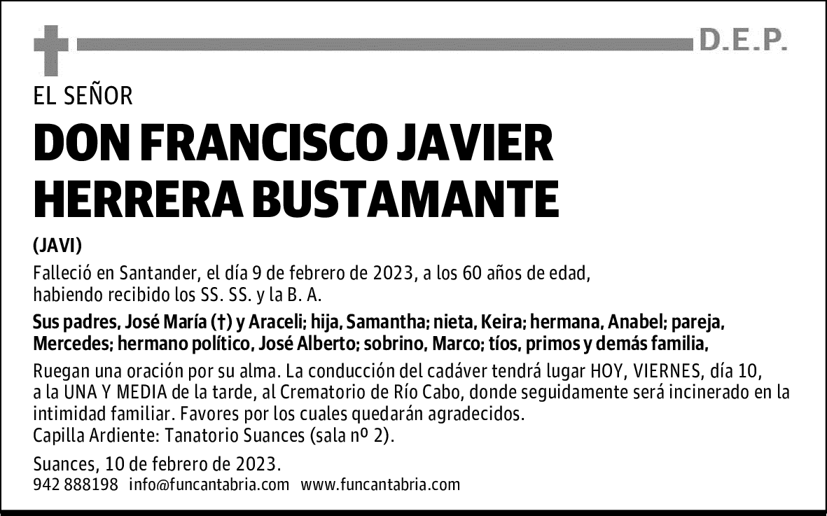 DON FRANCISCO JAVIER HERRERA BUSTAMANTE