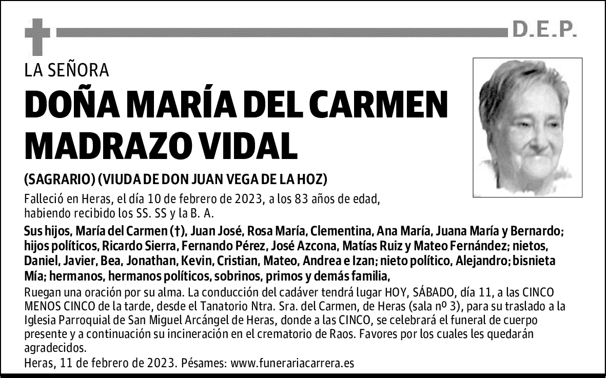 DOÑA MARÍA DEL CARMEN MADRAZO VIDAL