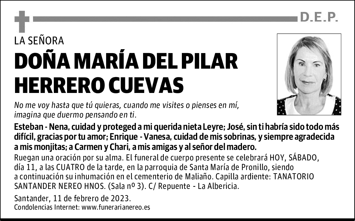 DOÑA MARÍA DEL PILAR HERRERO CUEVAS