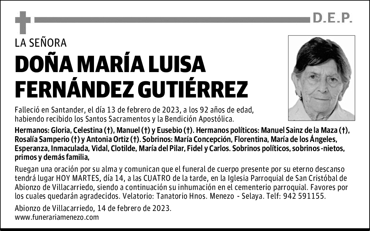 DOÑA MARÍA LUISA FERNÁNDEZ GUTIÉRREZ