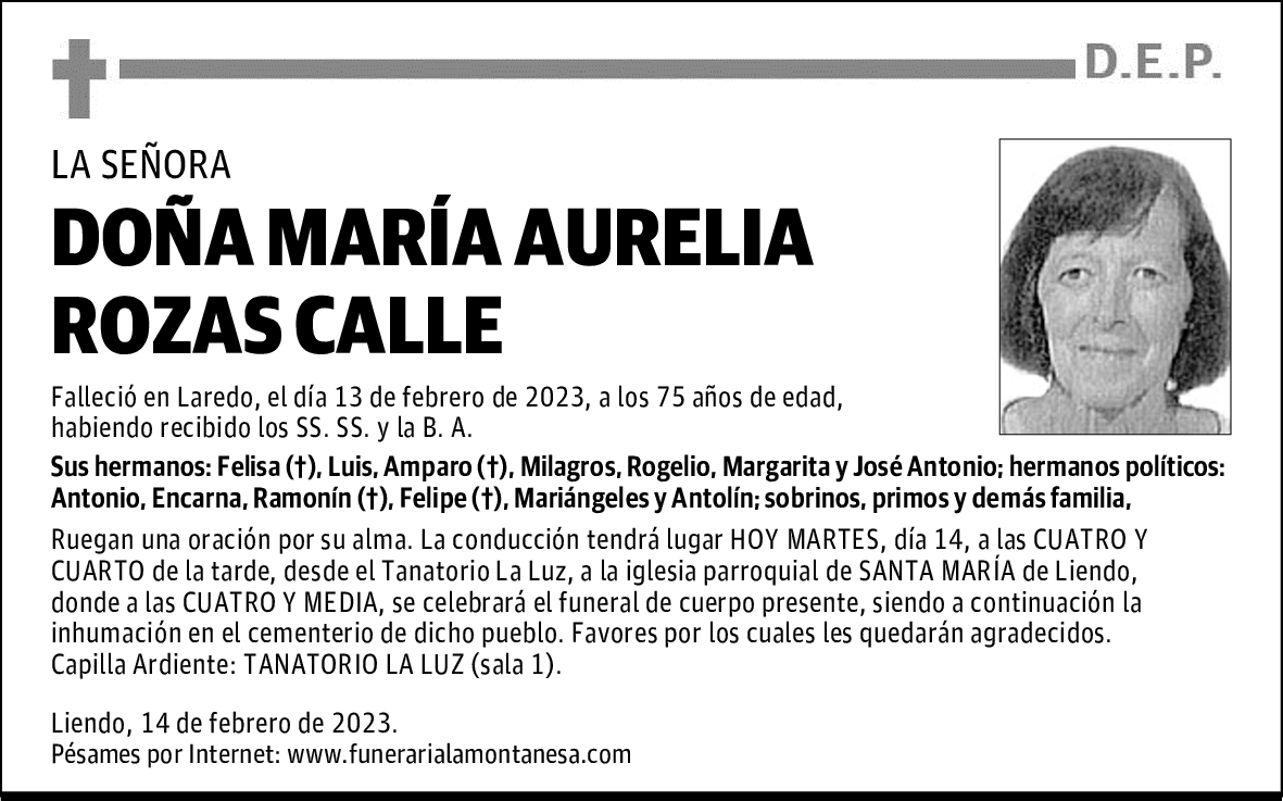 DOÑA MARÍA AURELIA ROZAS CALLE