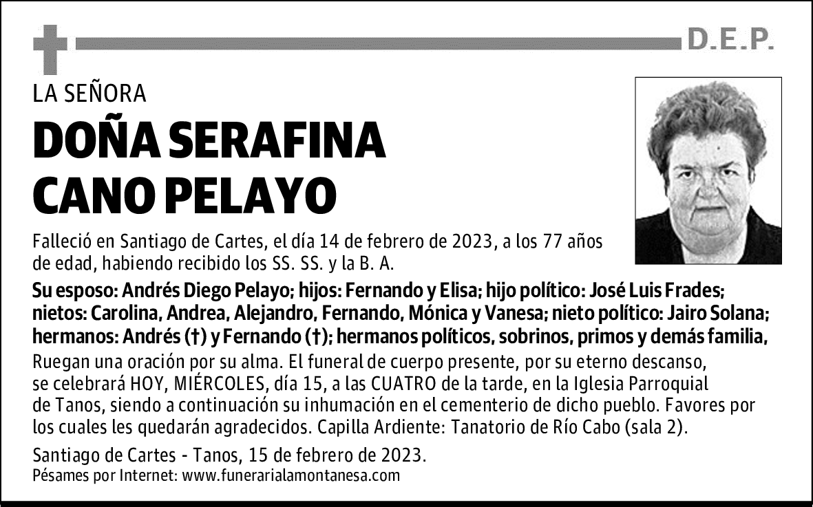 DOÑA SERAFINA CANO PELAYO