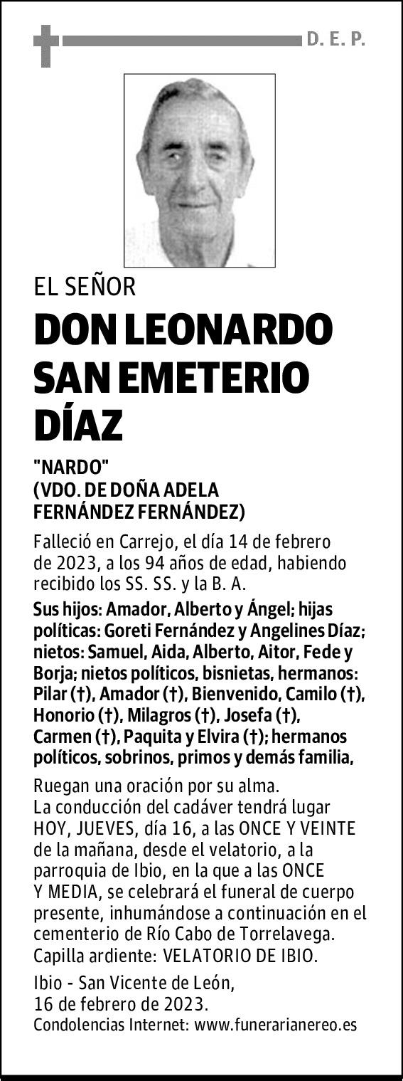 DON LEONARDO SAN EMETERIO DÍAZ