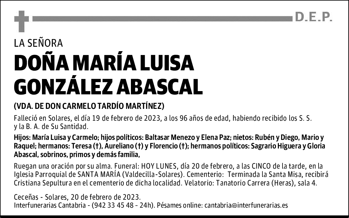 DOÑA MARÍA LUISA GONZÁLEZ ABASCAL