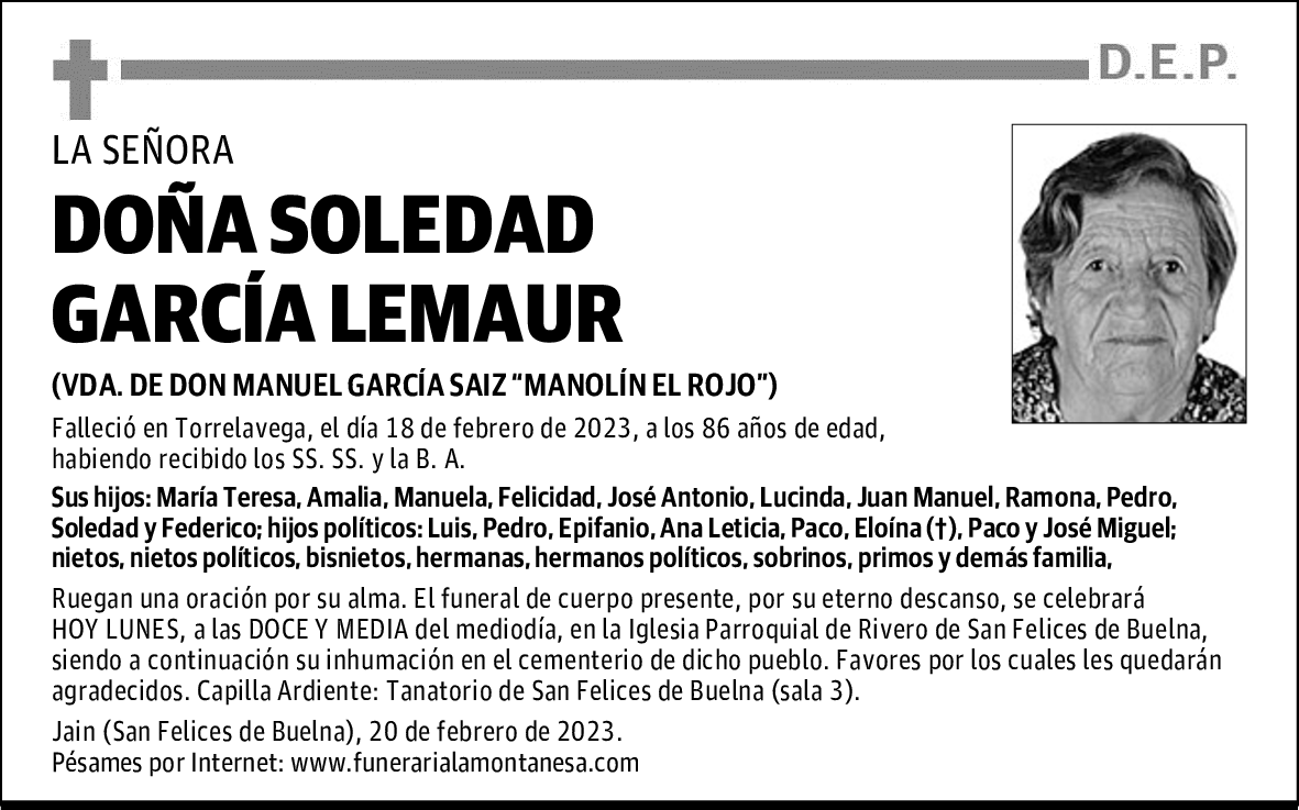 DOÑA SOLEDAD GARCÍA LEMAUR