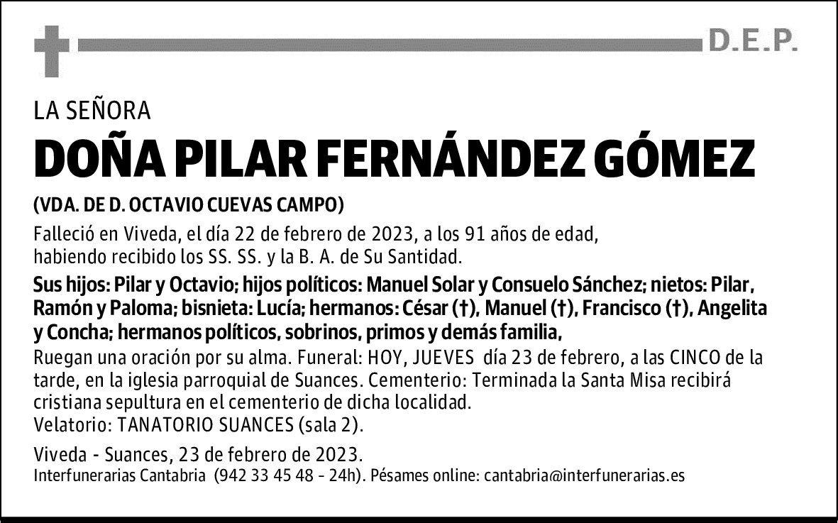 DOÑA PILAR FERNÁNDEZ GÓMEZ