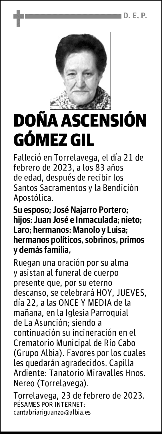 DOÑA ASCENSIÓN GÓMEZ GIL