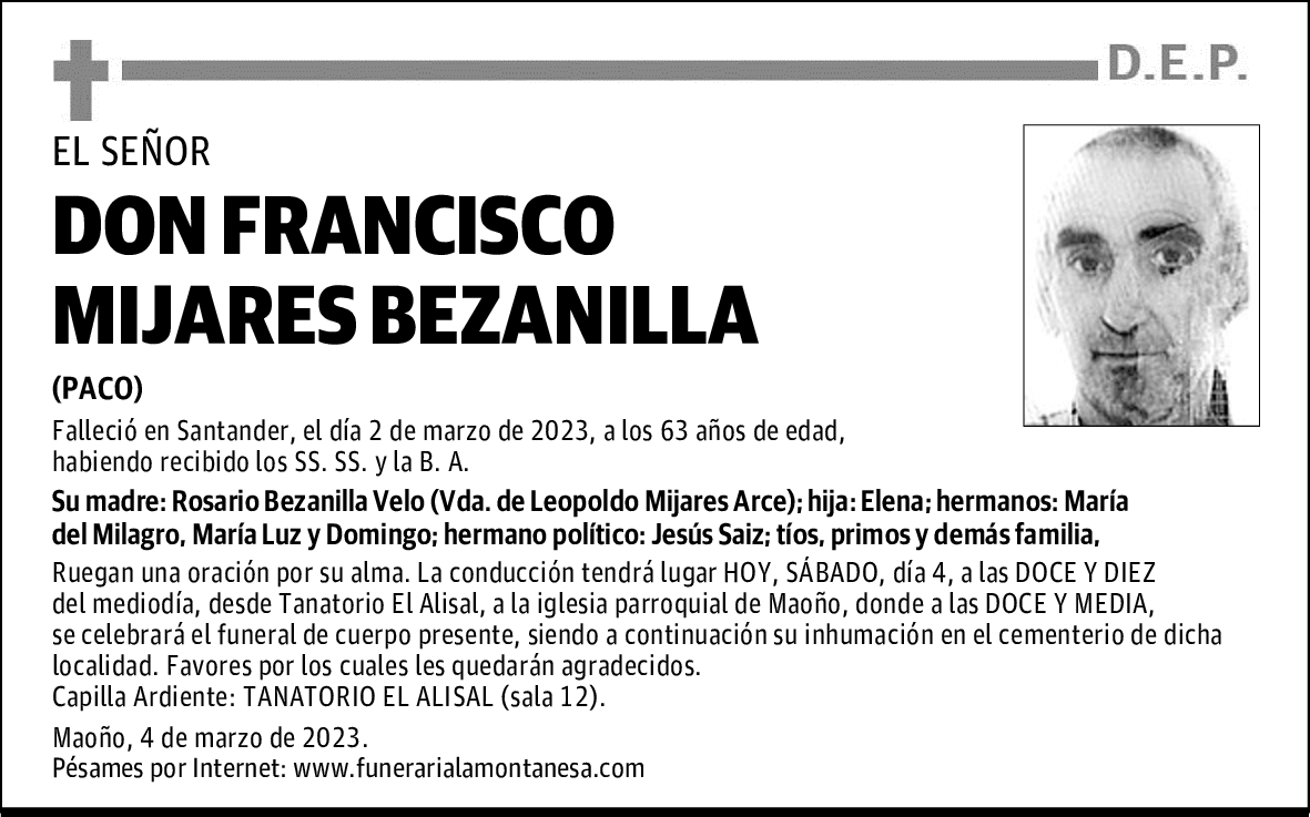 DON FRANCISCO MIJARES BEZANILLA