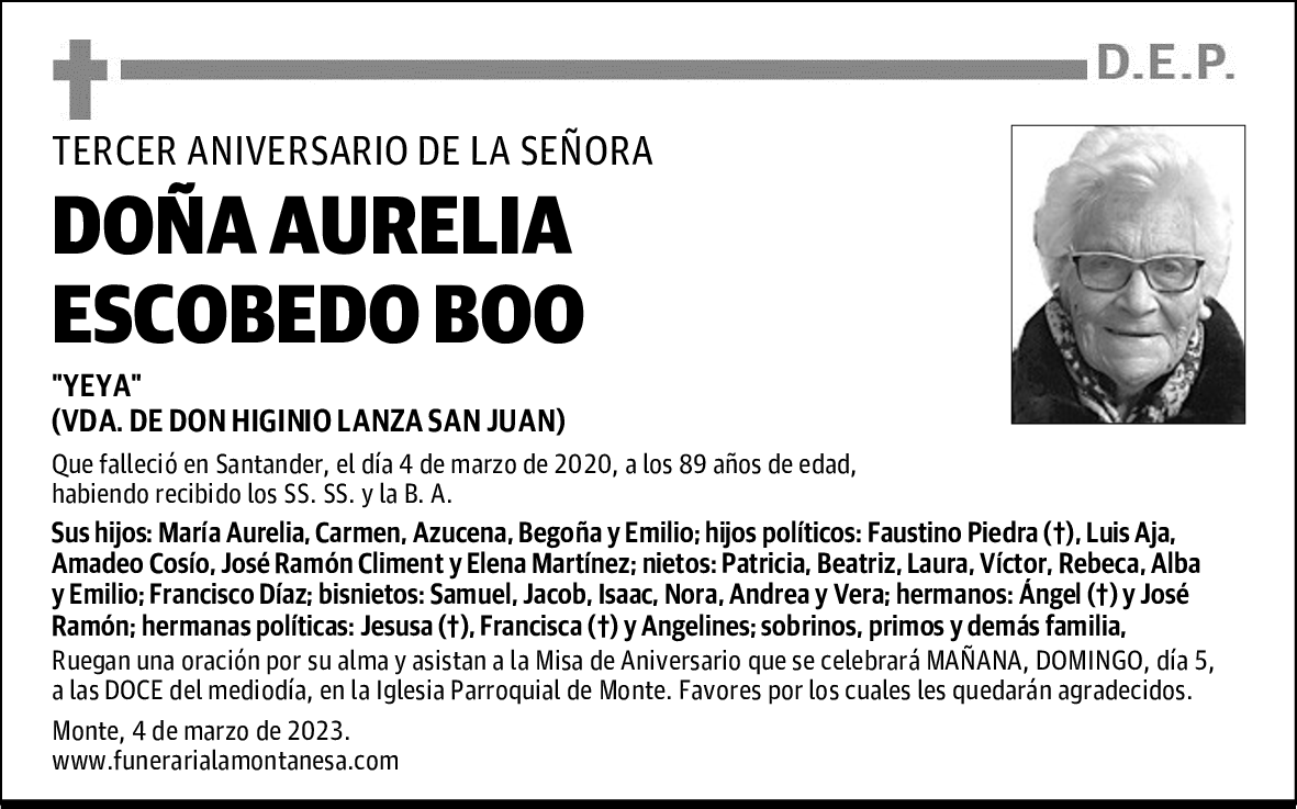 DOÑA AURELIA ESCOBEDO BOO