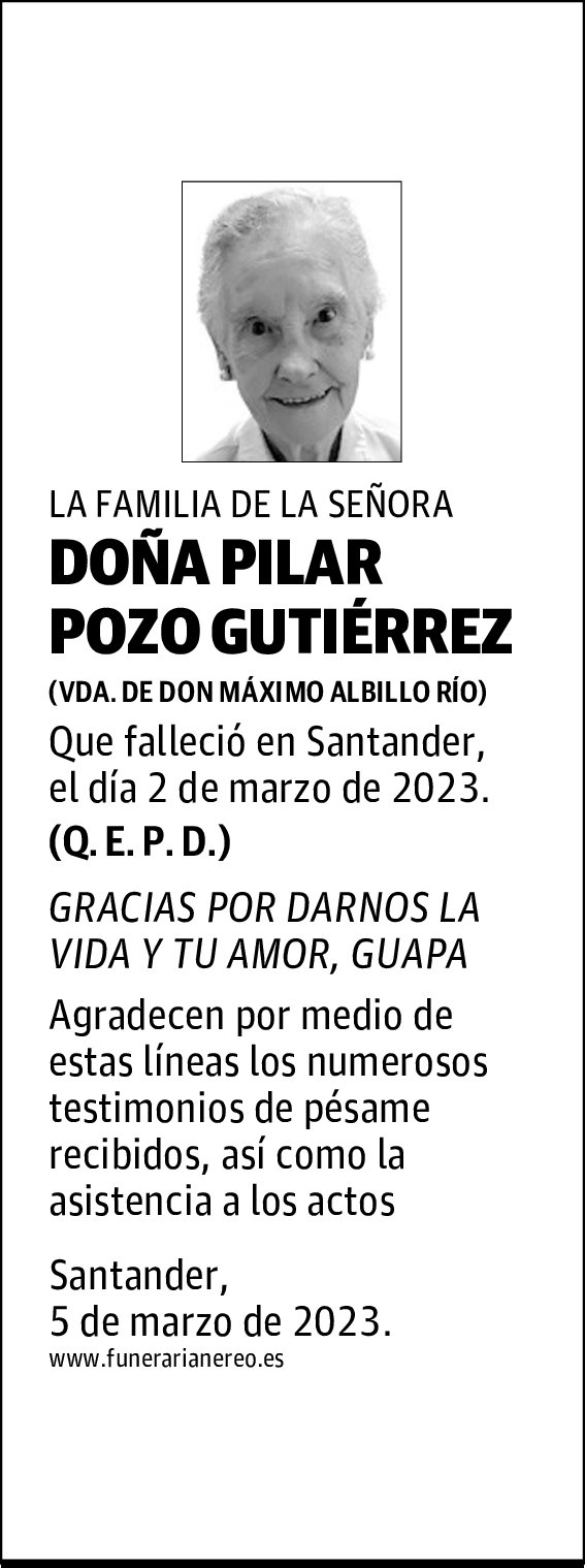 DOÑA PILAR POZO GUTIÉRREZ