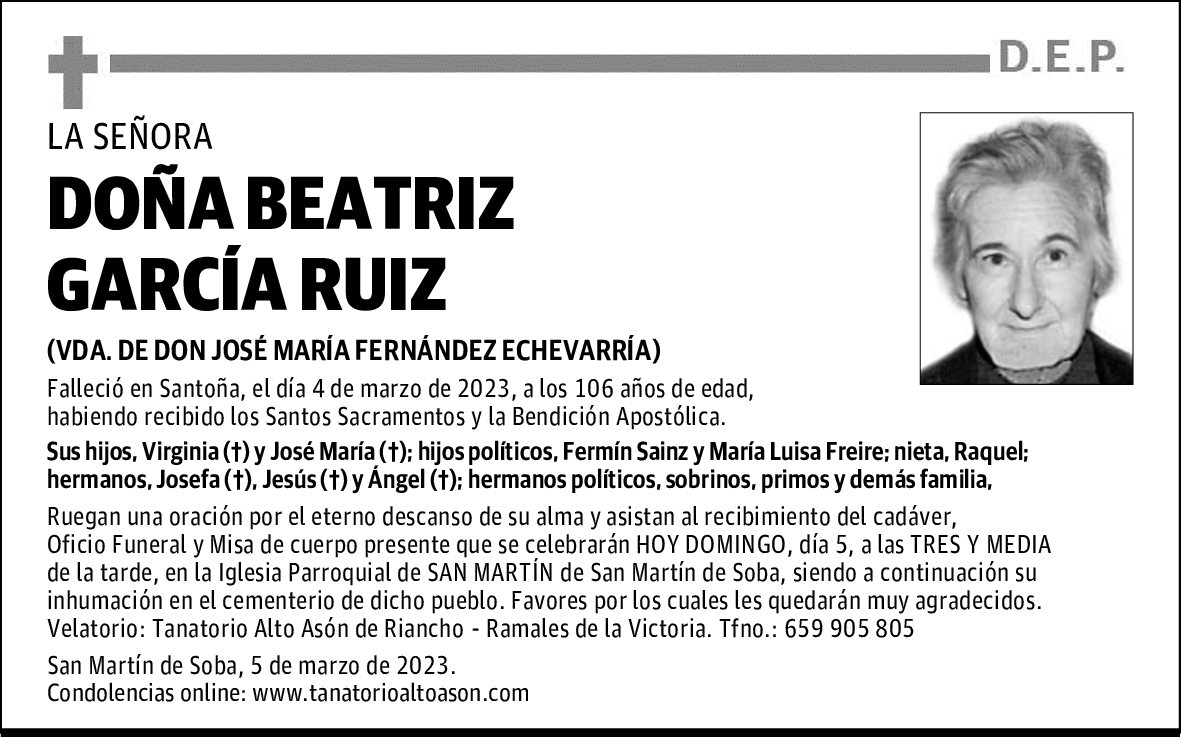DOÑA BEATRIZ GARCÍA RUIZ